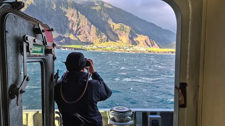 Royal Navy patrol ship arrives off remote Atlantic island to relieve army paratroopers