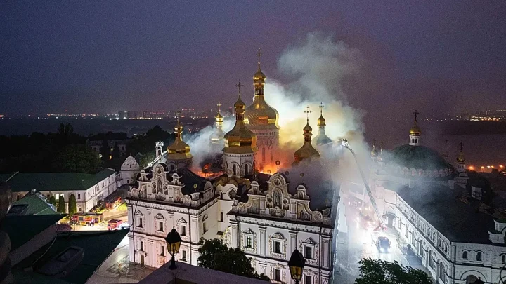 Russian strikes on Ukraine kill at least 11 and leave historic Kyiv cathedral in flames