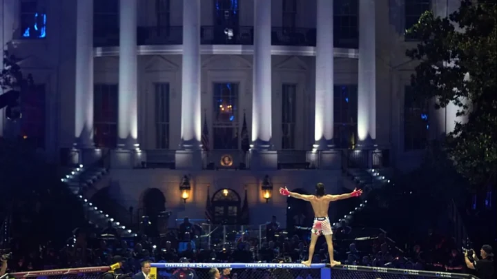 Trump celebrates 80th birthday with Iran deal and UFC cage fight on the White House South Lawn
