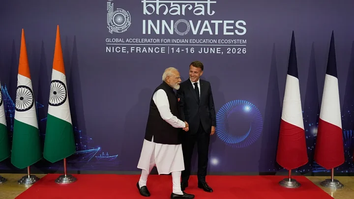 Macron and Modi meet in France for Indian tech showcase