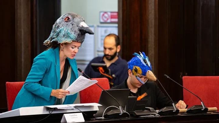 Pigeons, frogs and beetles gather in Milan City Hall to debate the rights of urban animals